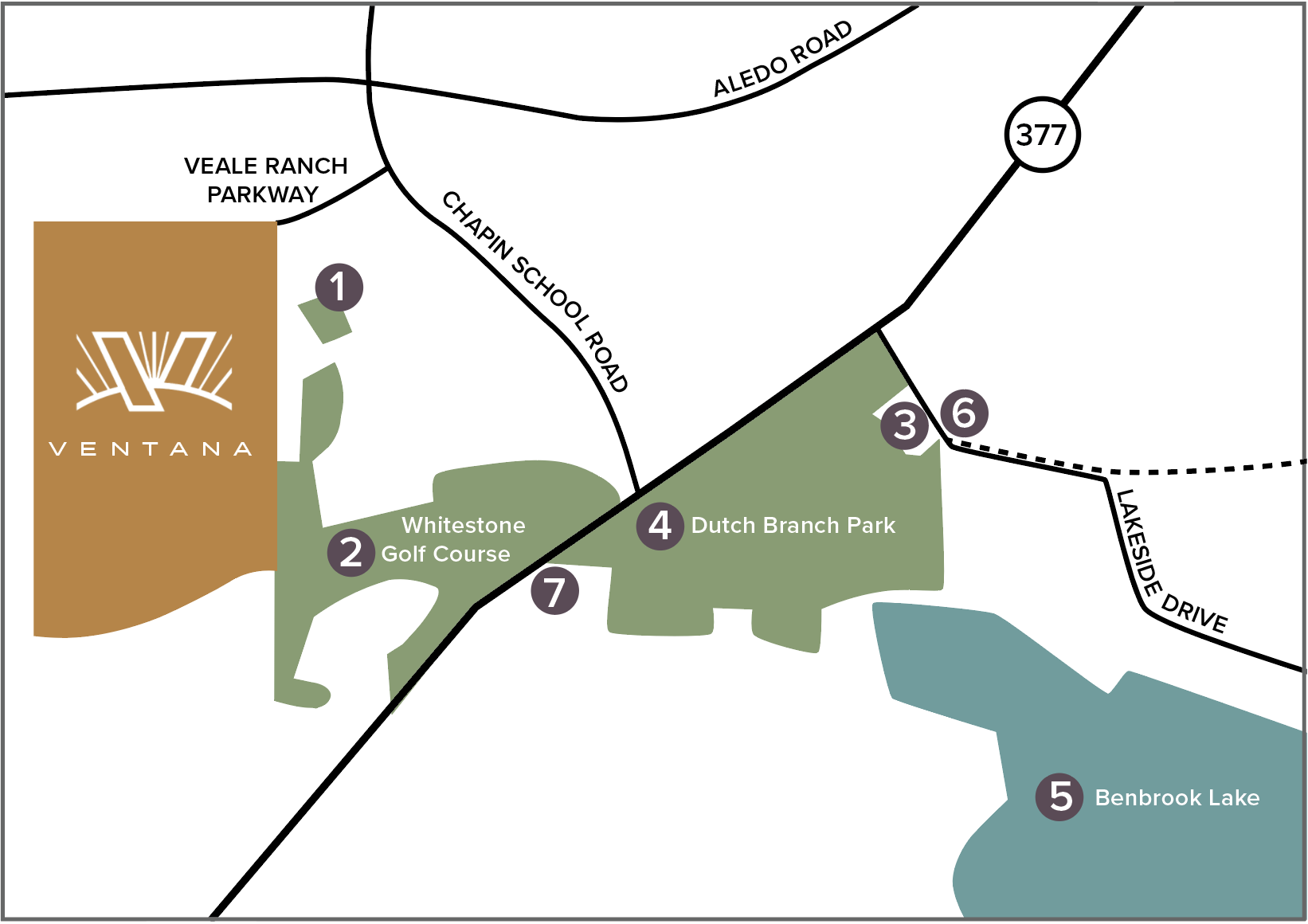 area amenities map for ventana fort worth